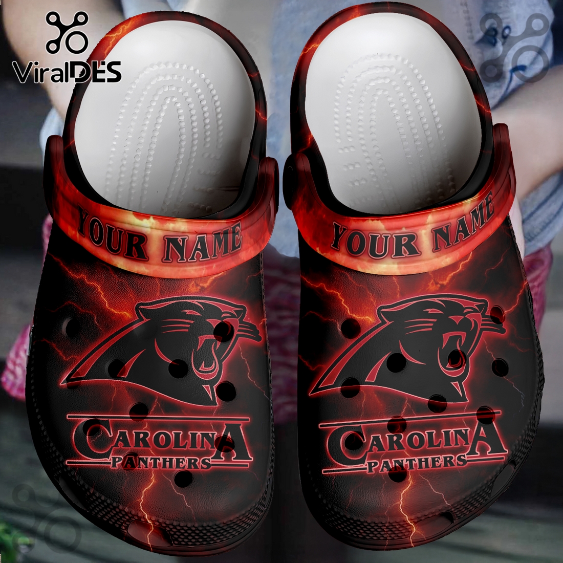 Carolina Panthers x Stranger Things Crocs Crocband Clogs Carolina Panthers x Stranger Things Crocs Crocband Clogs
