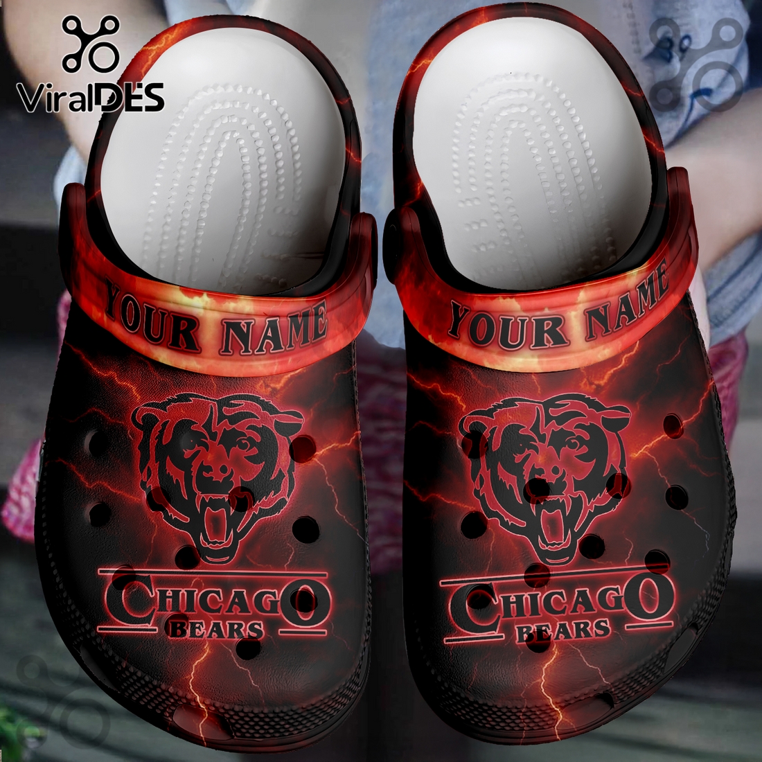 Chicago Bears x Stranger Things Crocs Crocband Clogs Chicago Bears x Stranger Things Crocs Crocband Clogs