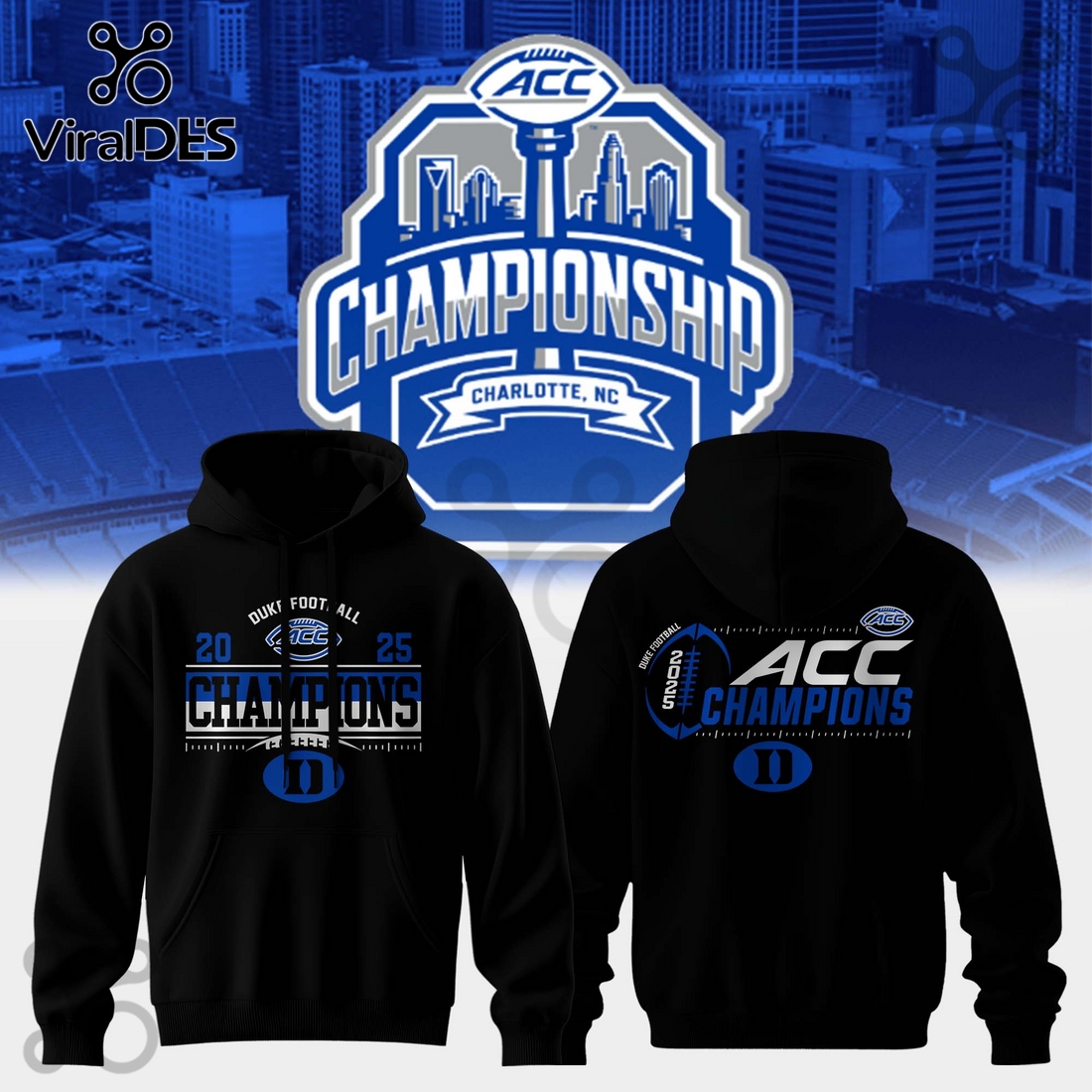 Duke Blue Devils Football 2025 Champions Black Hoodie Duke Blue Devils Football 2025 Champions Black Hoodie