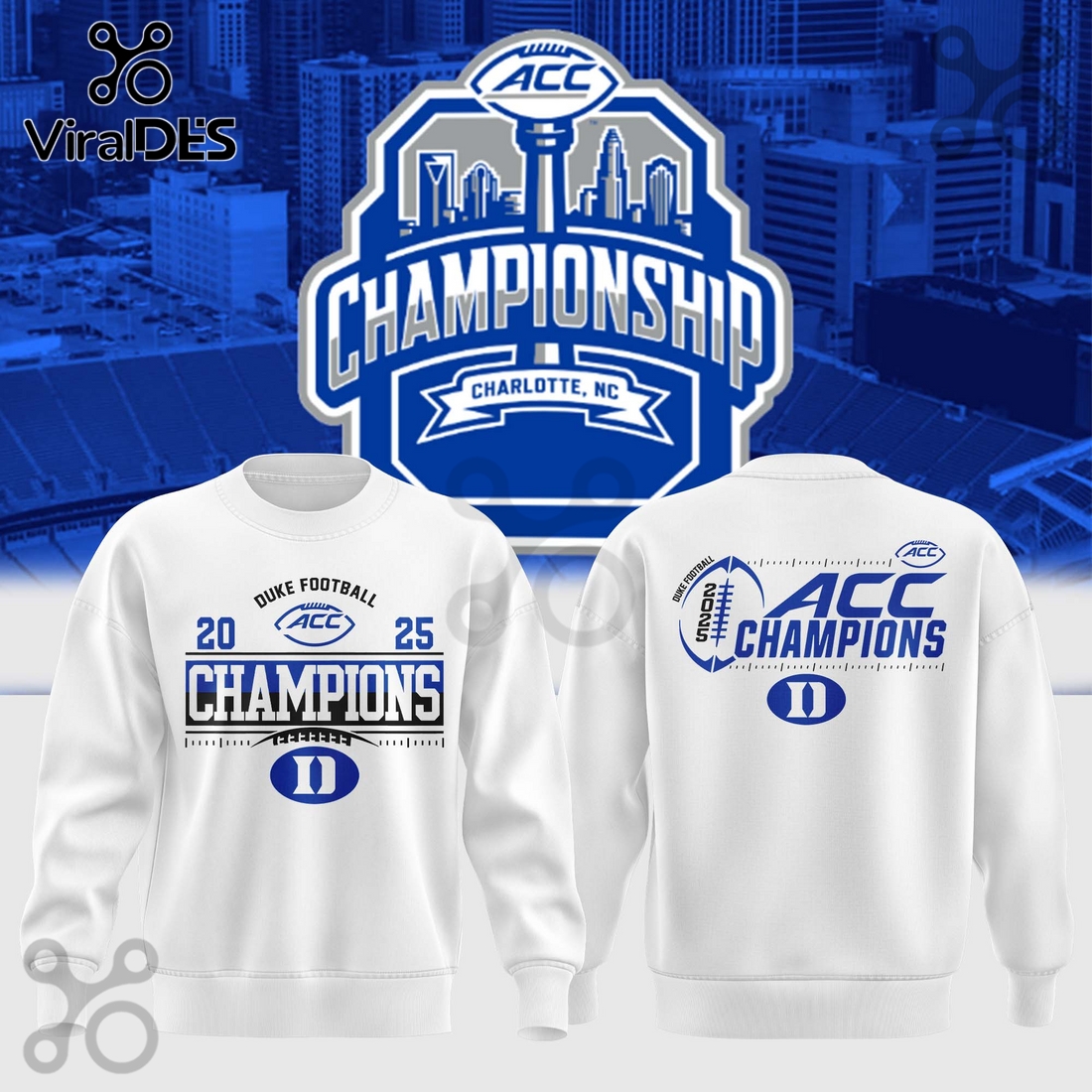 Duke Blue Devils Football 2025 Champions White Hoodie Duke Blue Devils Football 2025 Champions White Hoodie