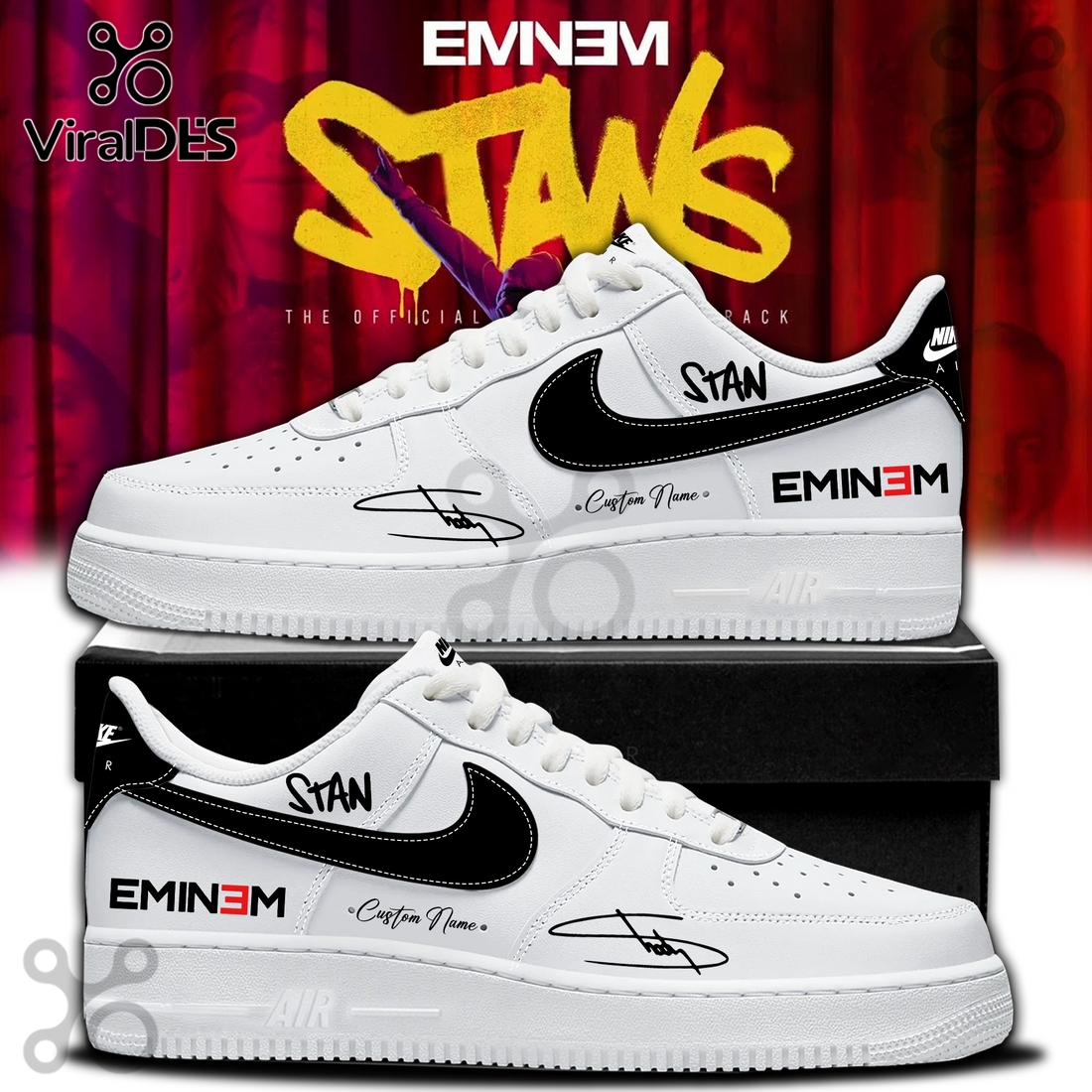 Eminem Stans White Edition Air Jordan 1 Sneakers Eminem Stans White Edition Air Jordan 1 Sneakers