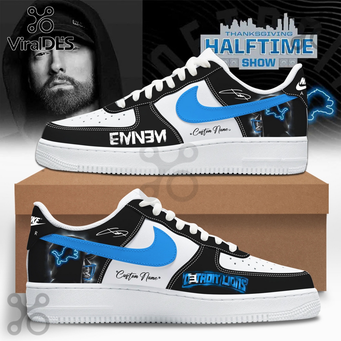 Eminem x Detroit Lions Limited Edition Air Force 1 Shoes