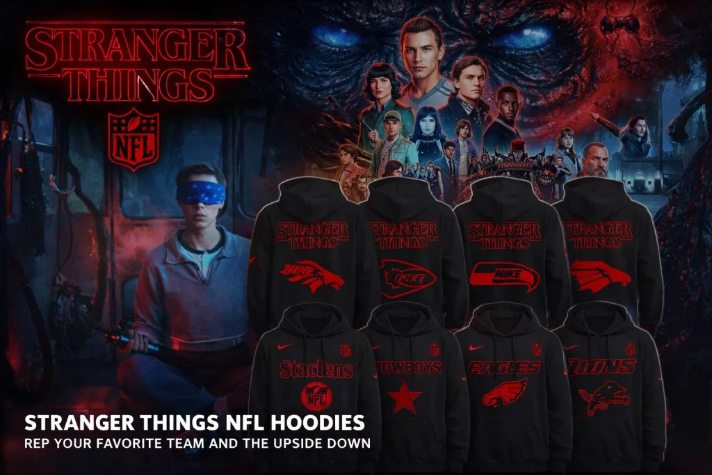 Banner image for Green Bay Packers NFL Stranger Things Hoodie and Pants collection with NFL logo, Stranger Things design, and premium quality gear