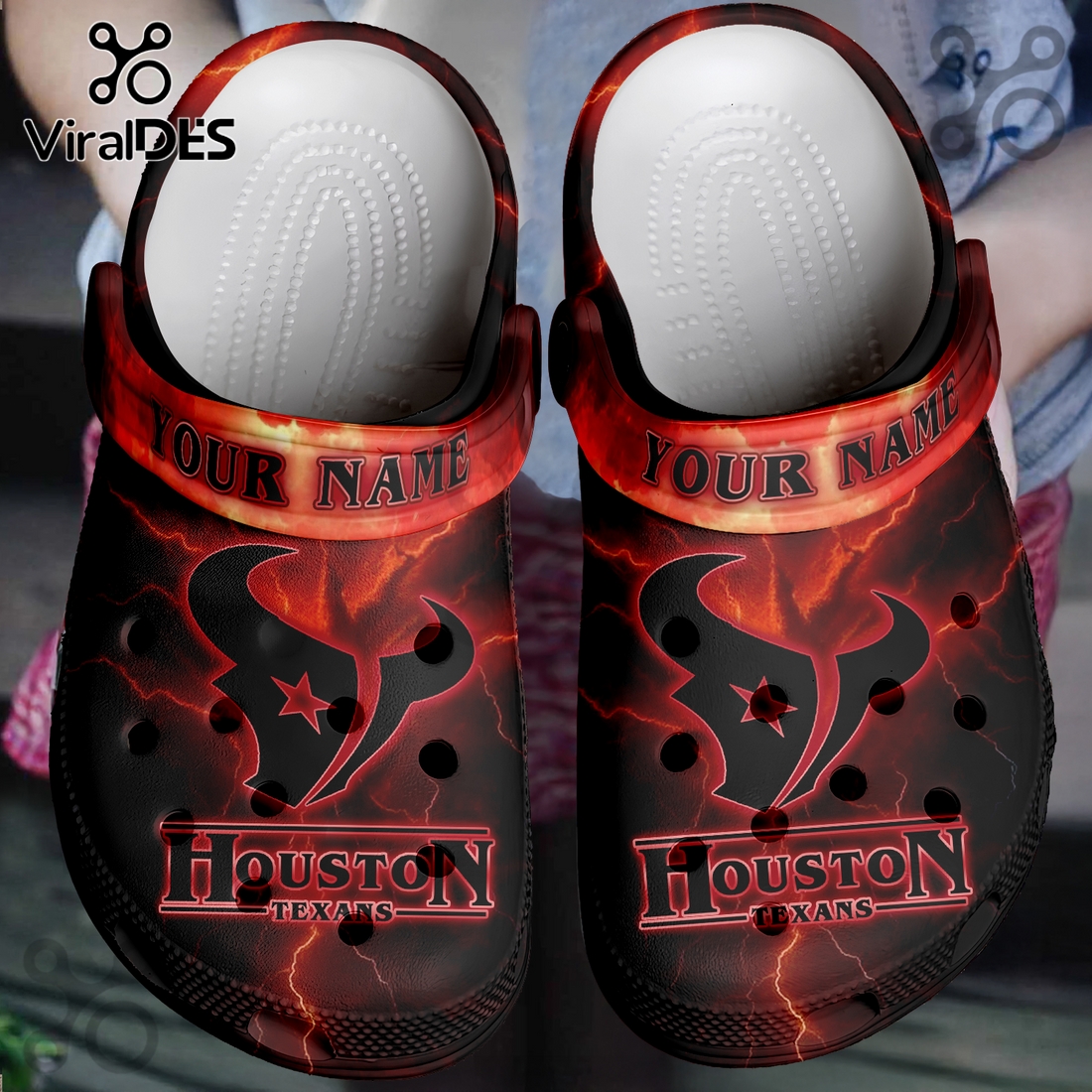 Houston Texans x Stranger Things Crocs Crocband Clogs Houston Texans x Stranger Things Crocs Crocband Clogs
