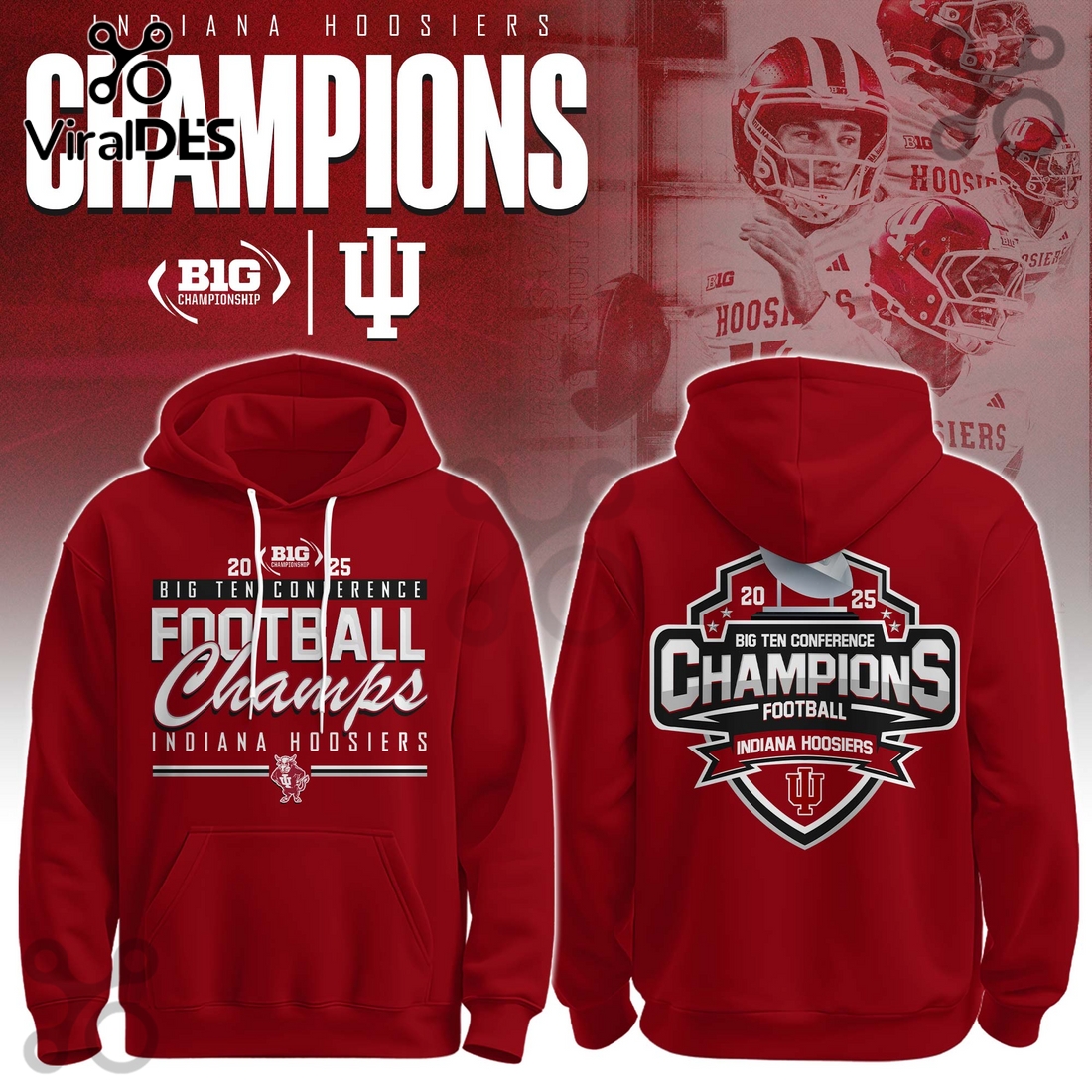 Indiana Hoosiers 2025 Champions Red Hoodie And Cap Indiana Hoosiers 2025 Champions Red Hoodie And Cap