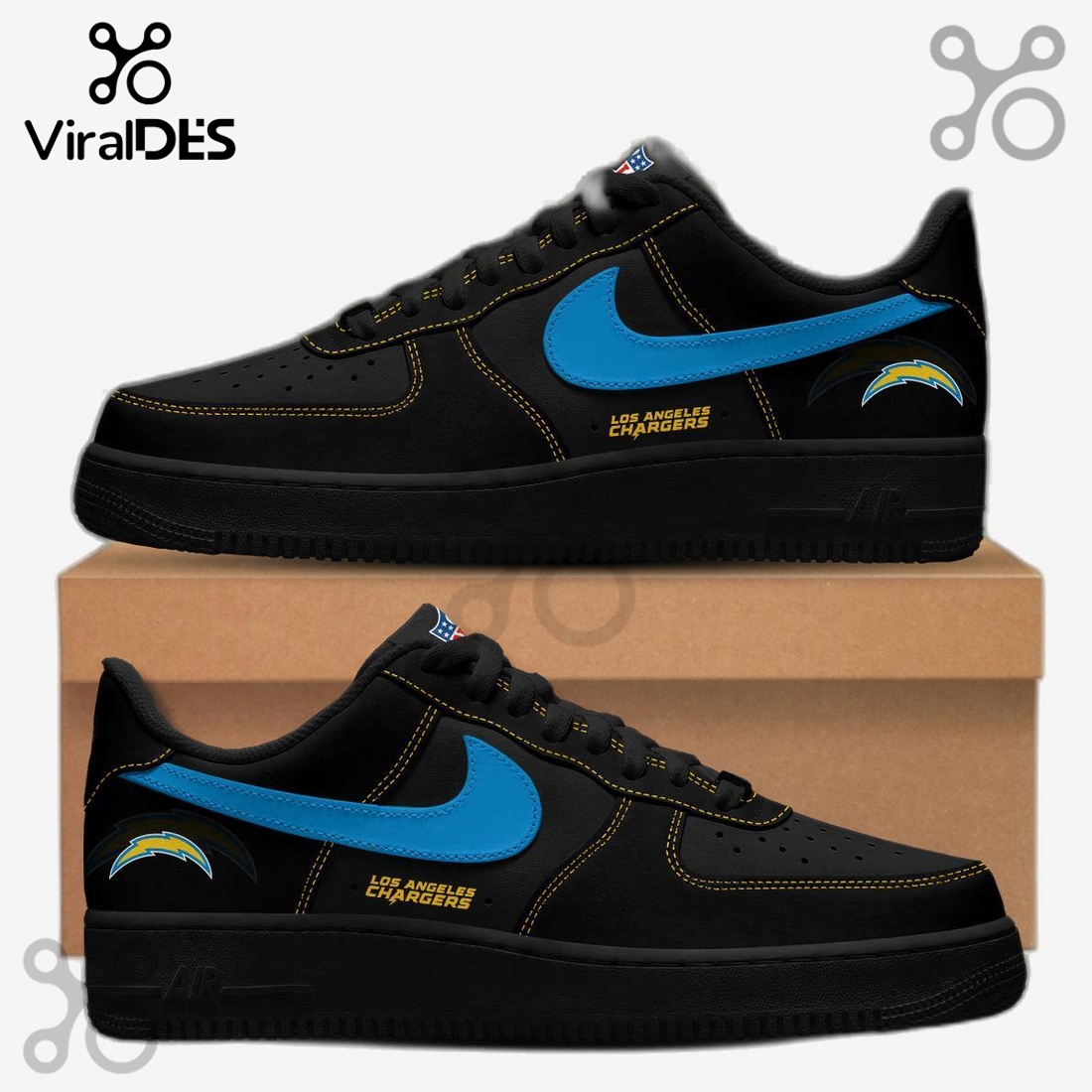 Los Angeles Chargers Blackout Nike Air Force 1