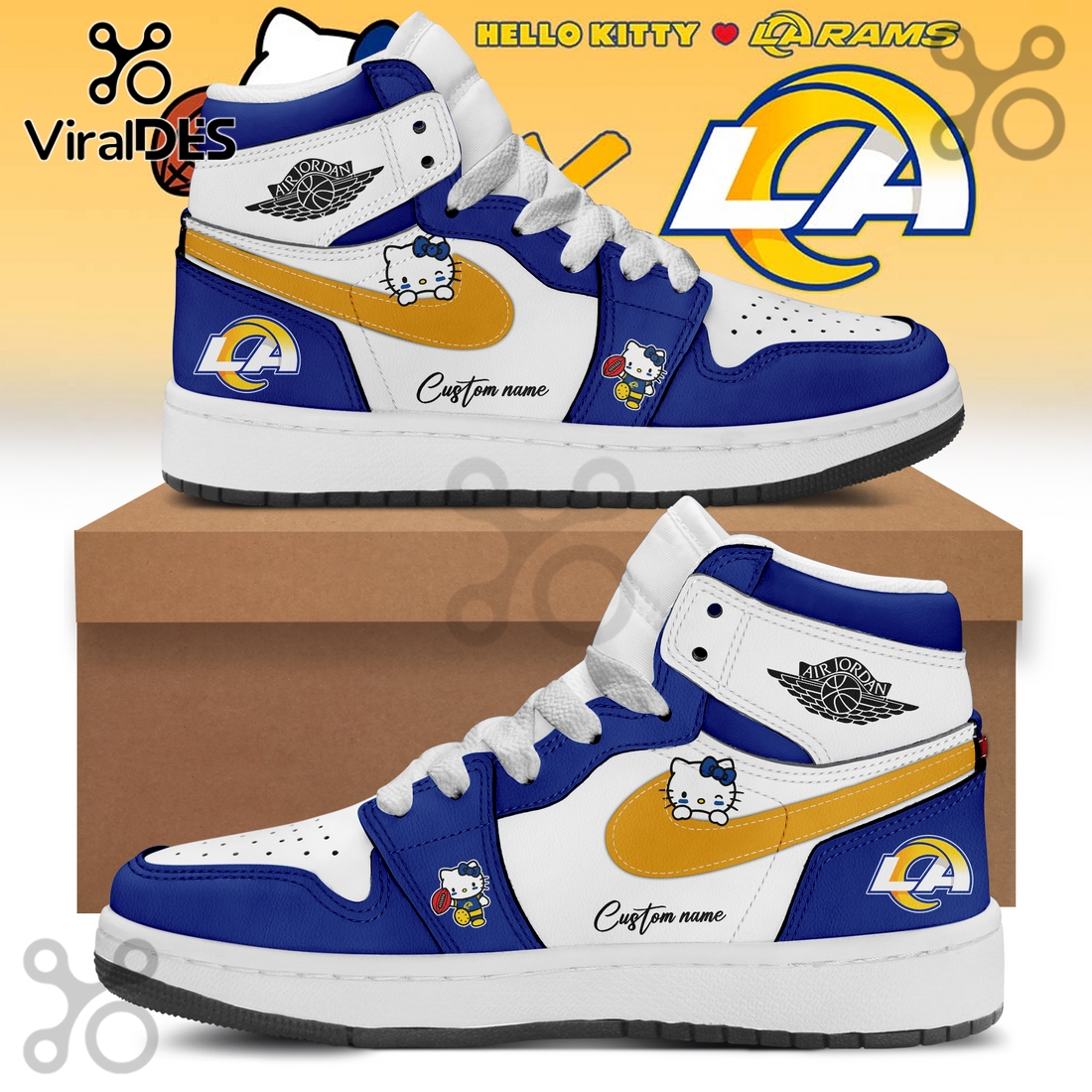 Los Angeles Rams x Hello Kitty Air Jordan 1 Shoes Los Angeles Rams x Hello Kitty Air Jordan 1 Shoes