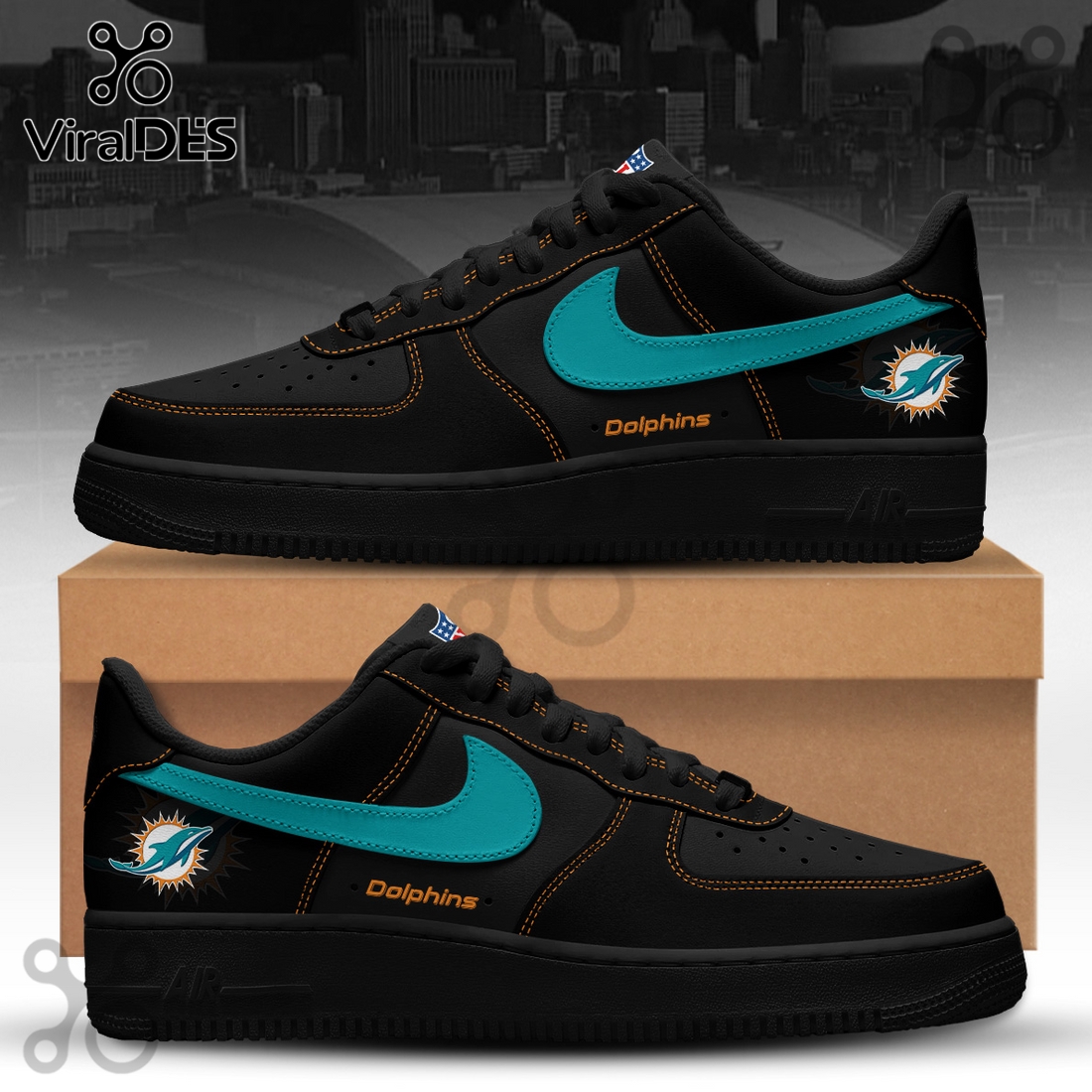 Miami Dolphins Blackout Nike Air Force 1