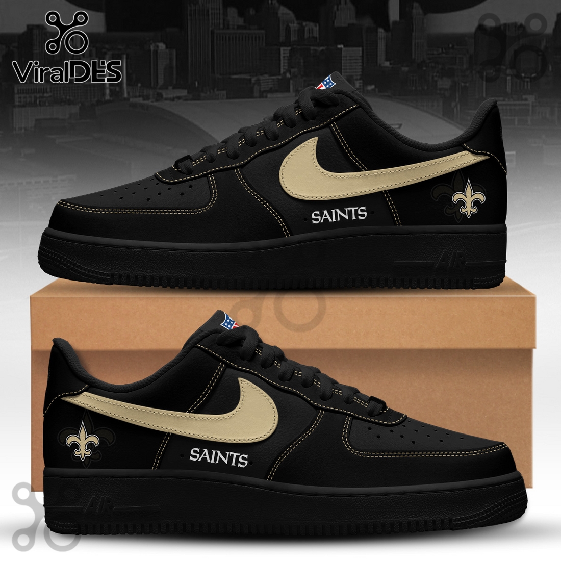 New Orleans Saints Blackout Nike Air Force 1