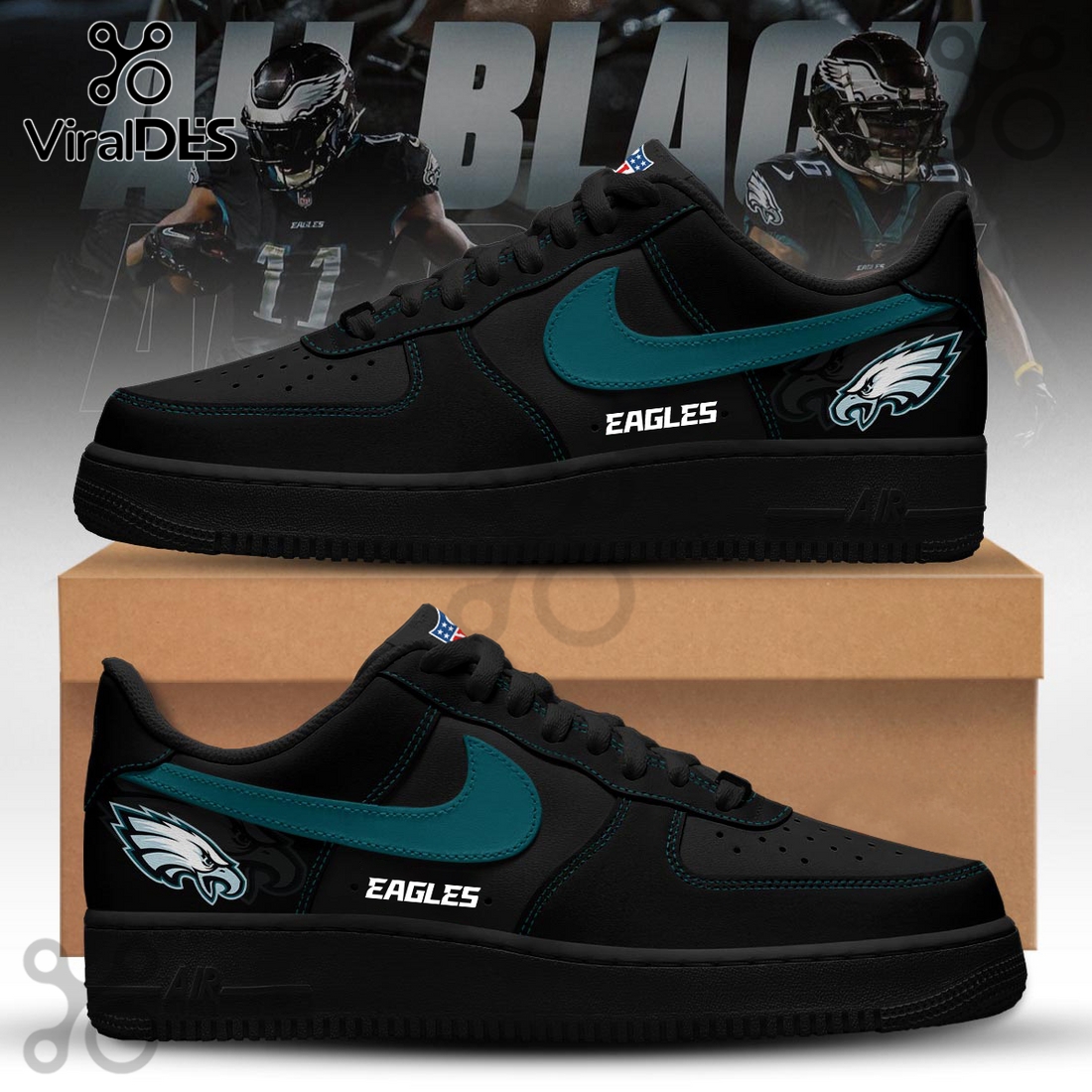 Philadelphia Eagles Blackout Nike Air Force 1 2025