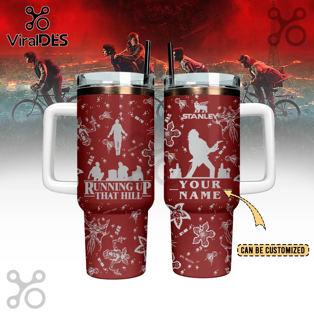 Running up That Hill Stranger Things Red Stanley Tumbler Running up That Hill Stranger Things Red Stanley Tumbler