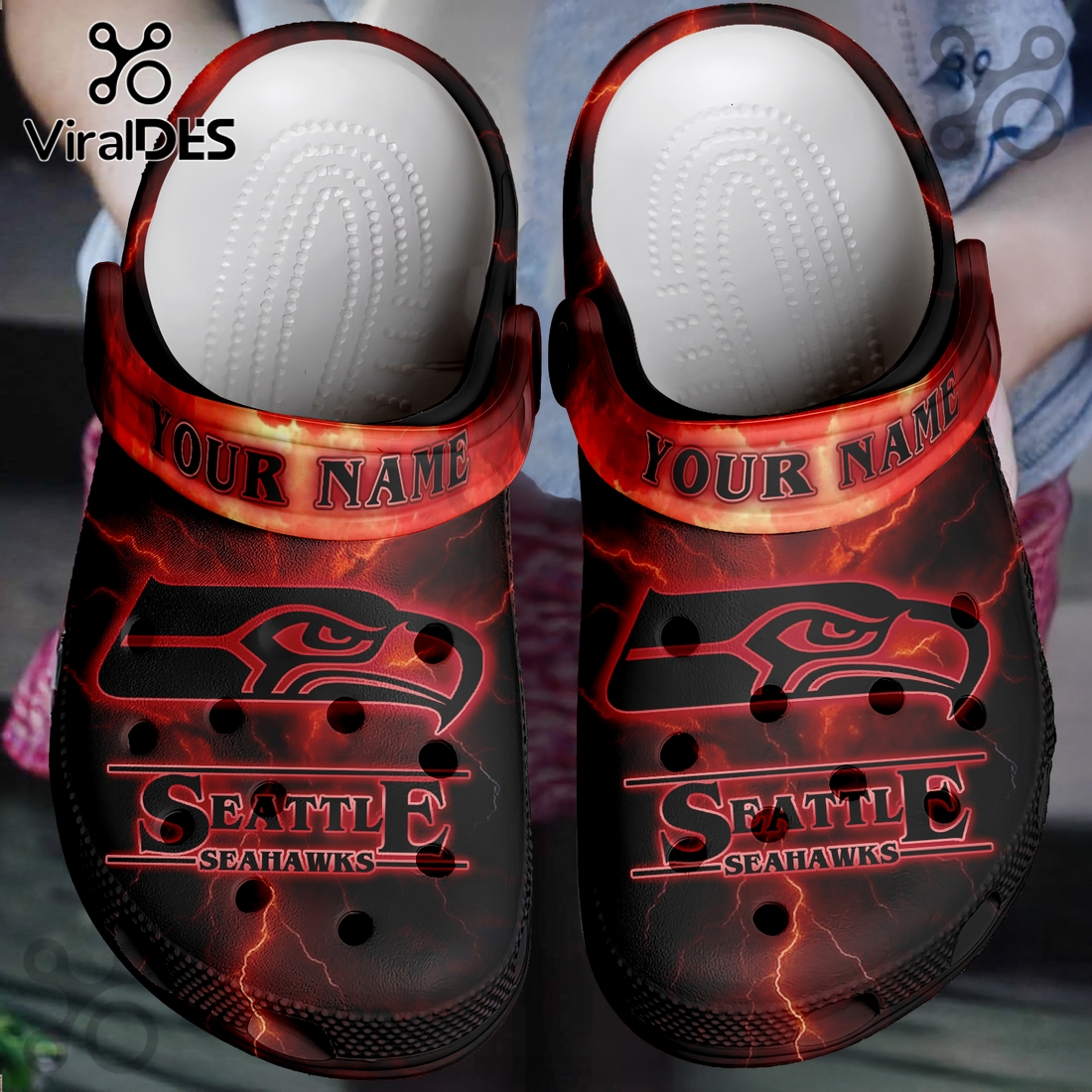 Seattle Seahawks x Stranger Things Crocs Crocband Clogs Seattle Seahawks x Stranger Things Crocs Crocband Clogs