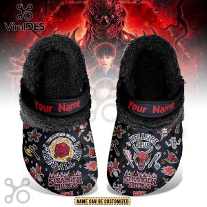Stranger Things Custom Fleece Crocs Crocband Clogs – Black