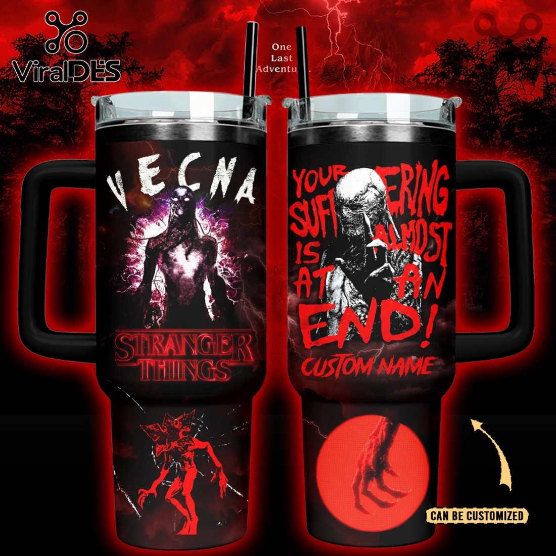 Stranger Things Custom 40oz Tumbler With Handle Stranger Things Custom 40oz Tumbler With Handle