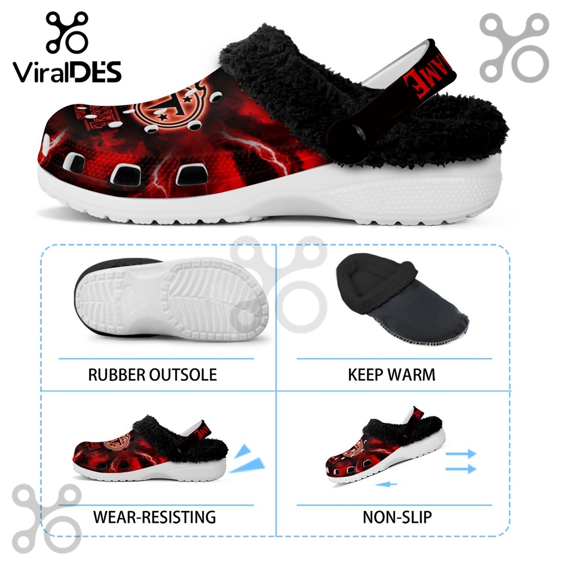 Tennessee Titans x Stranger Things Fleece Crocs Crocband Tennessee Titans x Stranger Things Fleece Crocs Crocband