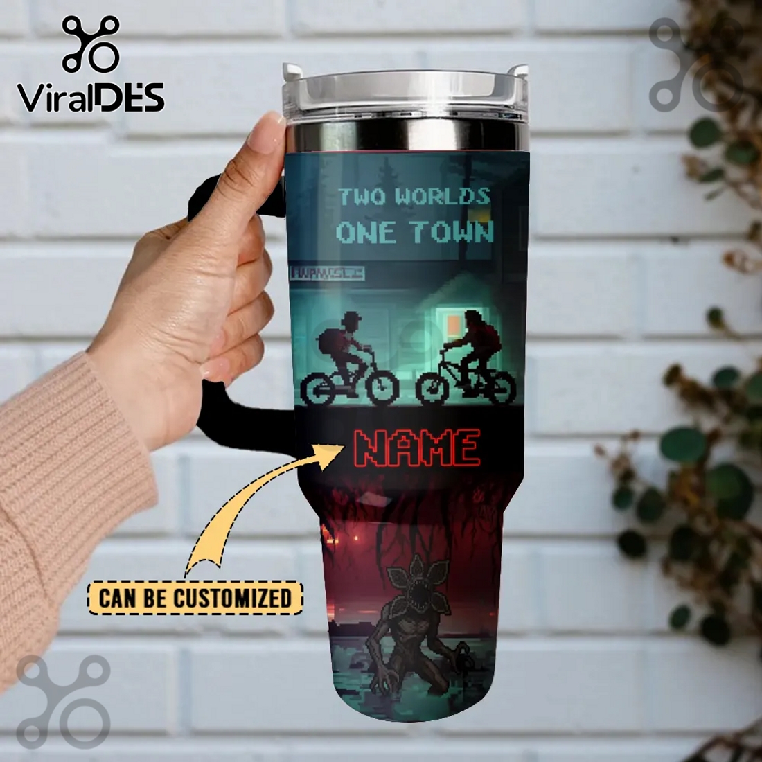 Two Worlds One Town Stranger Things 40oz Stanley Tumbler Two Worlds One Town Stranger Things 40oz Stanley Tumbler