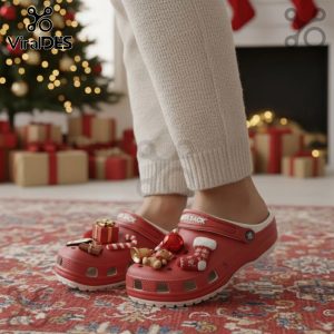 Santa Sack Crocs Clogs: Festive & comfy holiday footwear with fun Christmas charms. Perfect for holiday cheer!