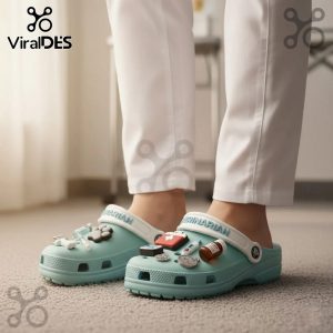 Veterinarian Crocs Clogs with fun, colorful veterinary-themed charms.