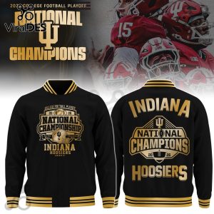 Indiana Hoosiers 2026 National Champions Black Baseball Jacket Indiana Hoosiers 2026 National Champions Black Baseball Jacket