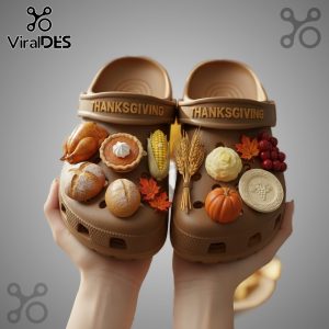 Thanksgiving Crocs Clogs with festive charms for ultimate comfort and style this holiday season.