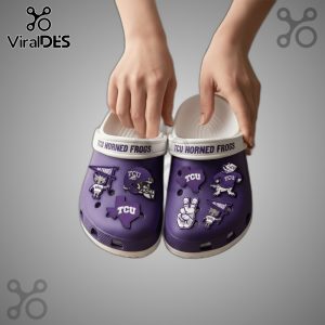 TCU Horned Frogs Crocs with Jibbitz charms. Show your school spirit in comfort!