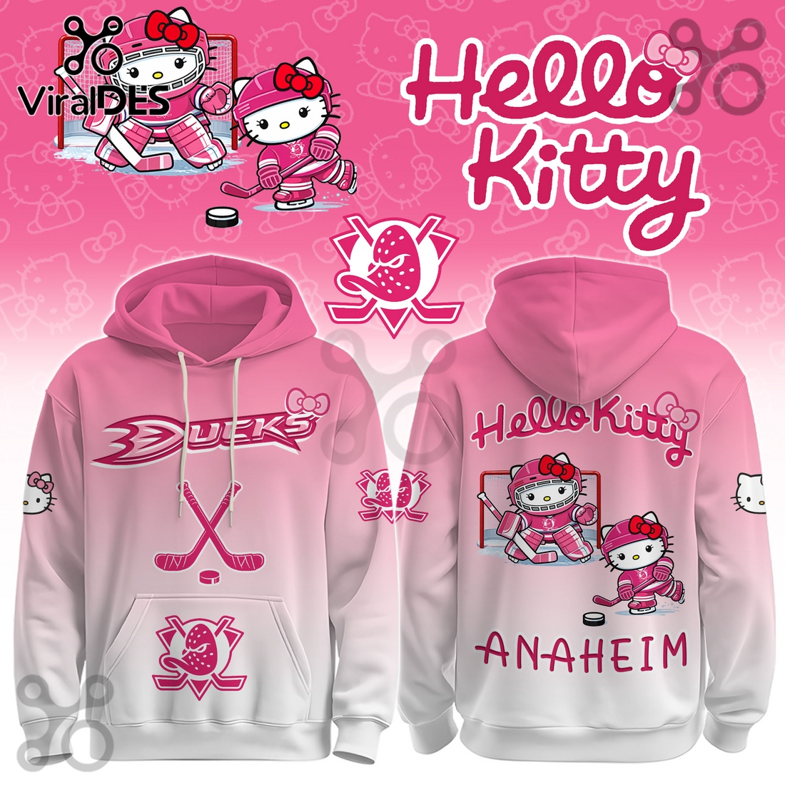 Anaheim Ducks NHL x Hello Kitty Hoodie And Joggers Anaheim Ducks NHL x Hello Kitty Hoodie And Joggers