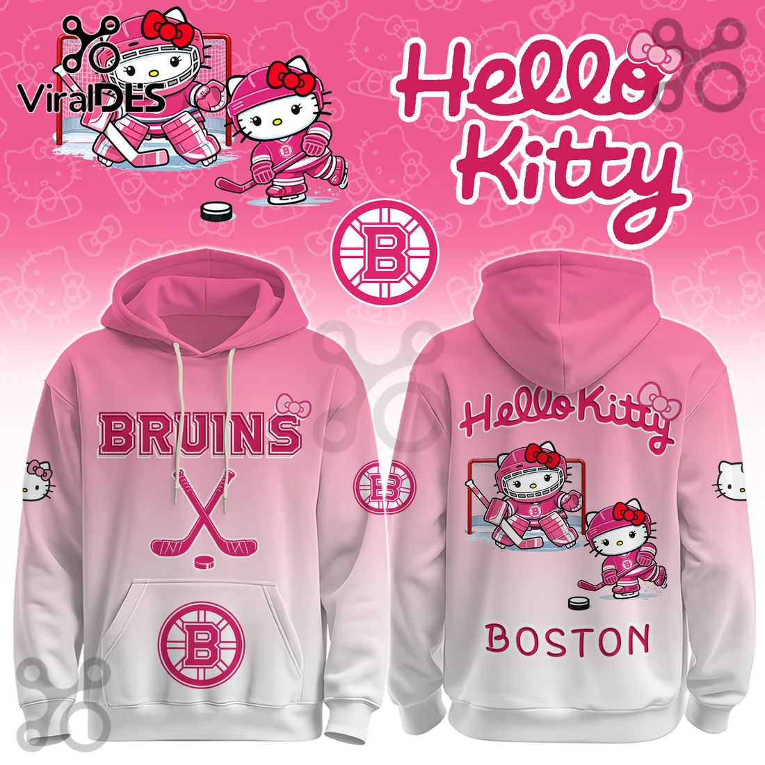Boston Bruins NHL x Hello Kitty Hoodie And Joggers Boston Bruins NHL x Hello Kitty Hoodie And Joggers