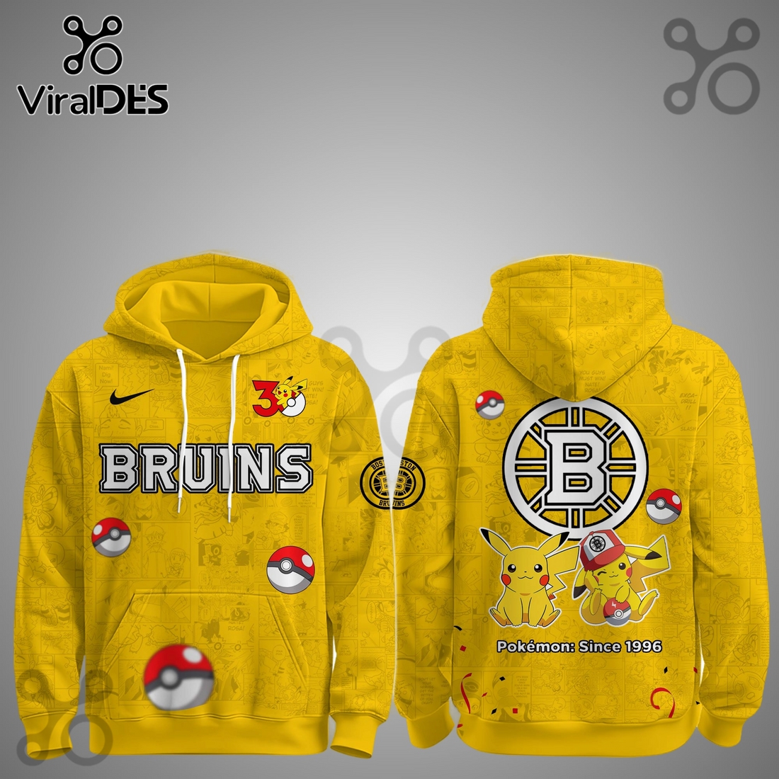 Boston Bruins NHL x Pokemon 30th Anniversary Hoodie And Joggers Boston Bruins NHL x Pokemon 30th Anniversary Hoodie And Joggers