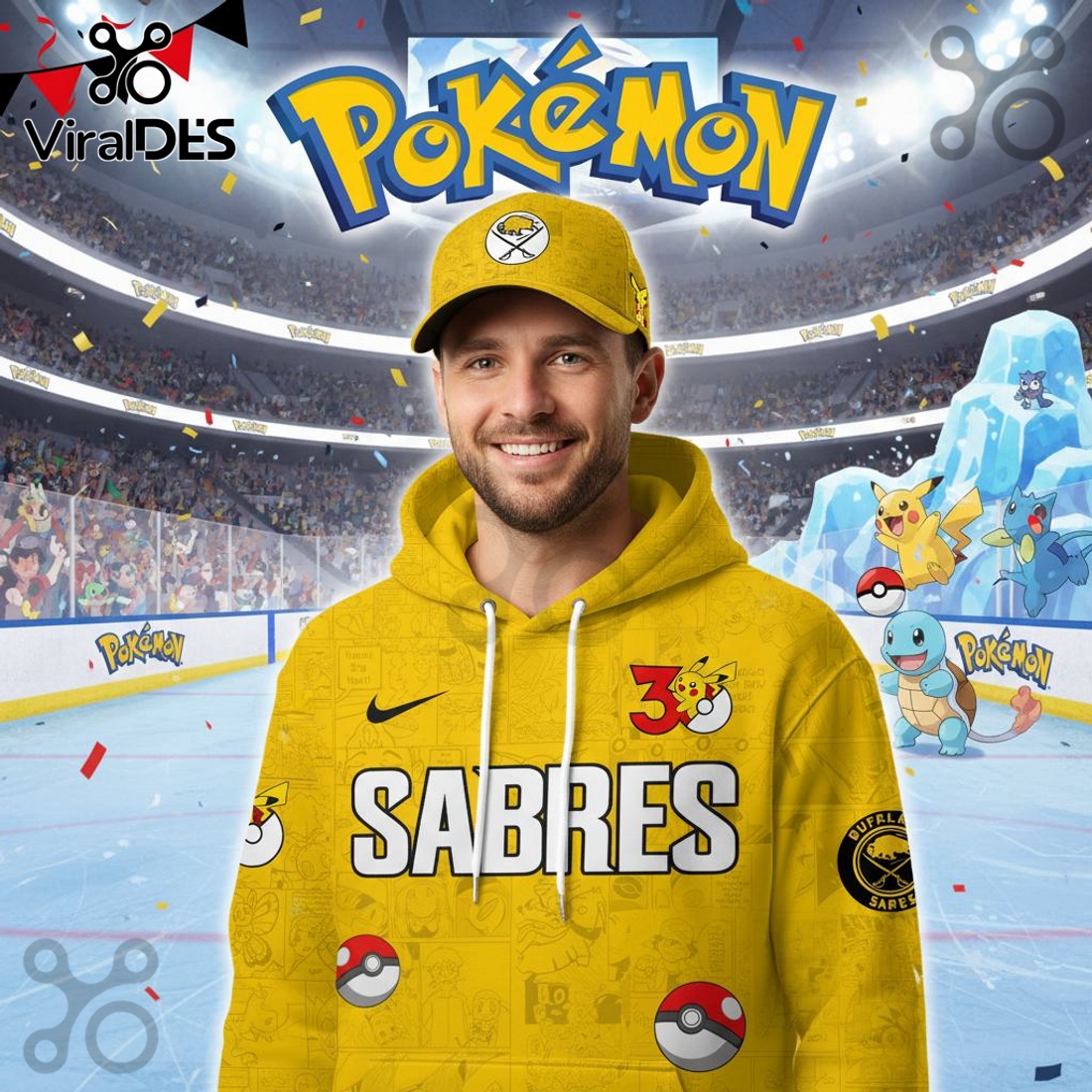 Buffalo Sabres NHL x Pokemon 30th Anniversary Hoodie And Joggers Buffalo Sabres NHL x Pokemon 30th Anniversary Hoodie And Joggers
