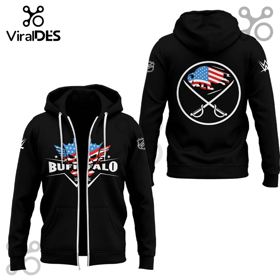 Buffalo Sabres x Cody Rhodes WWE Zip Hoodie - Black Buffalo Sabres x Cody Rhodes WWE Zip Hoodie - Black