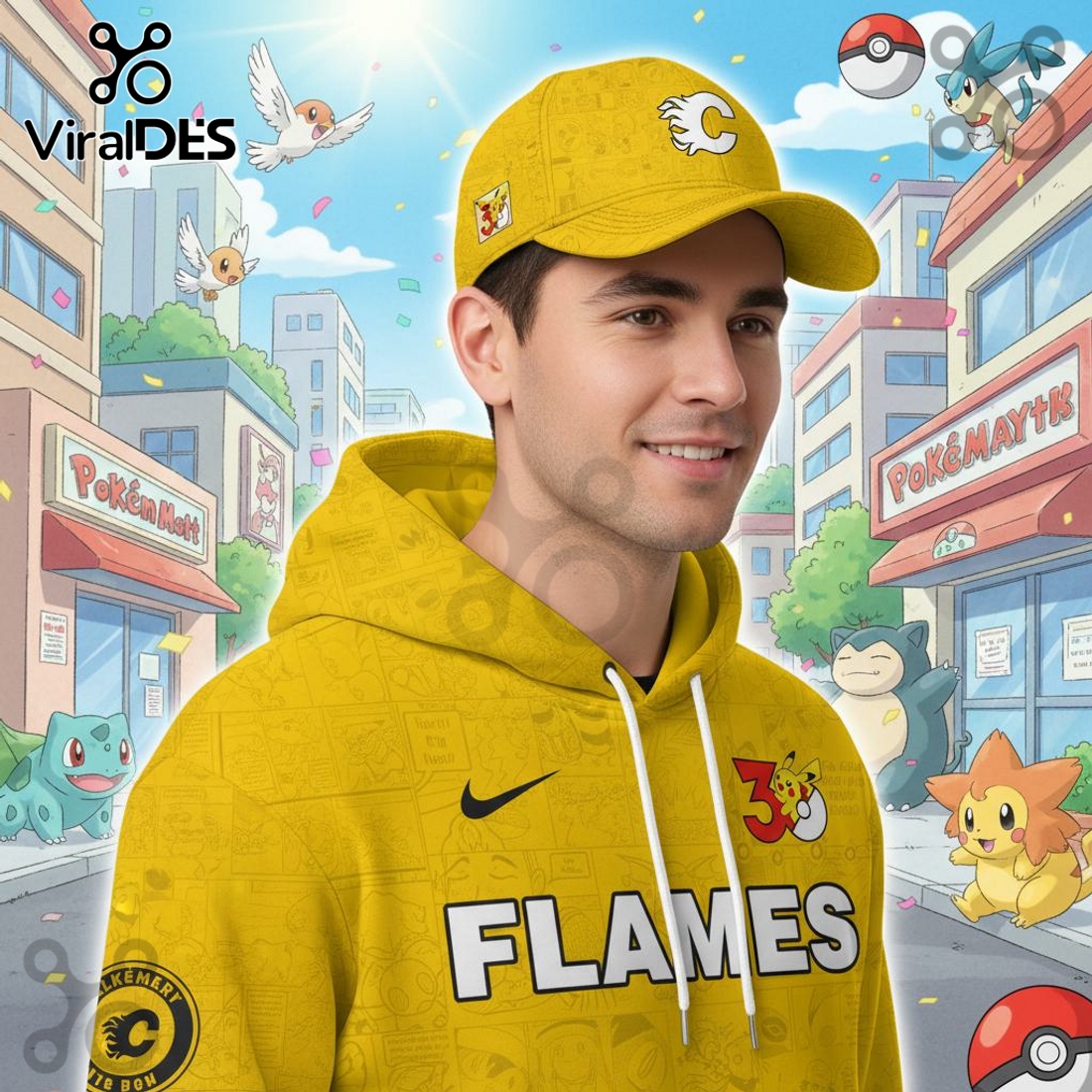 Calgary Flames NHL x Pokemon 30th Anniversary Hoodie And Joggers Calgary Flames NHL x Pokemon 30th Anniversary Hoodie And Joggers