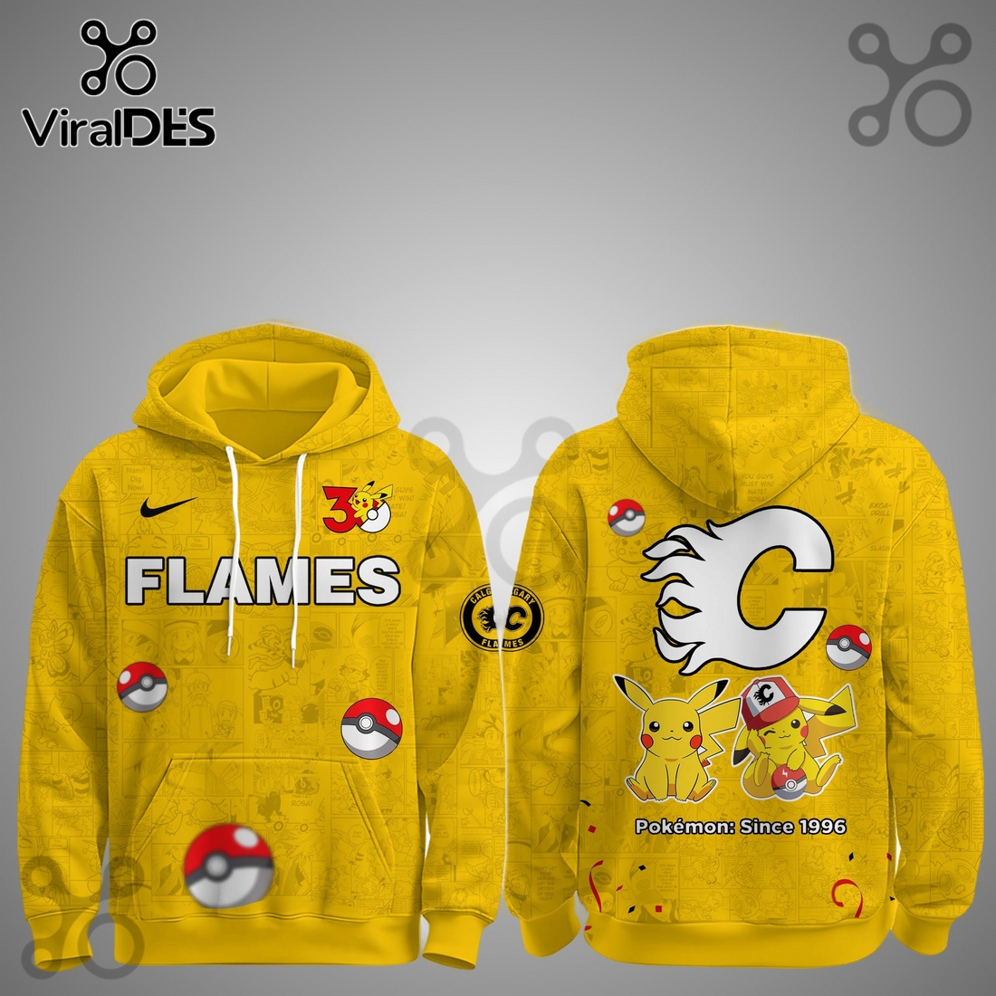 Calgary Flames NHL x Pokemon 30th Anniversary Hoodie And Joggers Calgary Flames NHL x Pokemon 30th Anniversary Hoodie And Joggers
