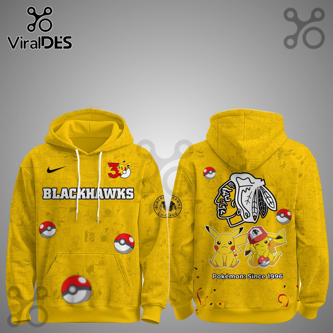 Chicago Blackhawks NHL x Pokemon 30th Anniversary Hoodie And Joggers Chicago Blackhawks NHL x Pokemon 30th Anniversary Hoodie And Joggers