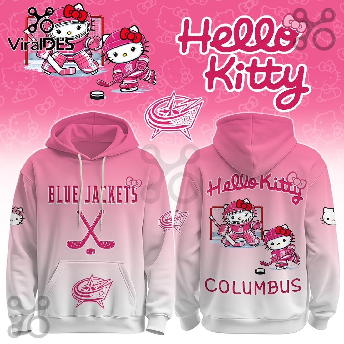 Columbus Blue Jackets NHL x Hello Kitty Hoodie And Joggers Columbus Blue Jackets NHL x Hello Kitty Hoodie And Joggers