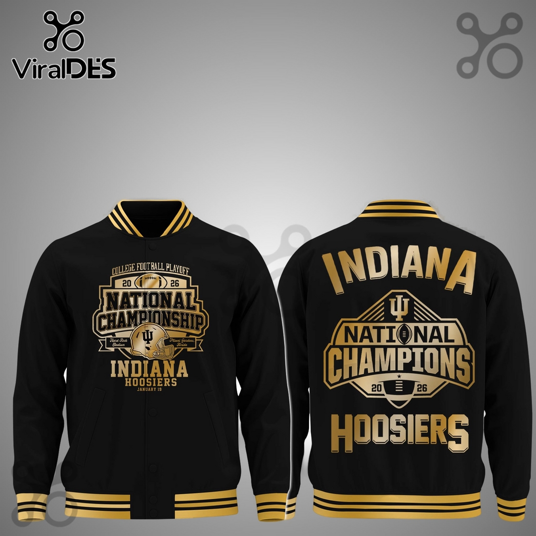 Indiana Hoosiers 2026 National Champions Black Baseball Jacket Indiana Hoosiers 2026 National Champions Black Baseball Jacket