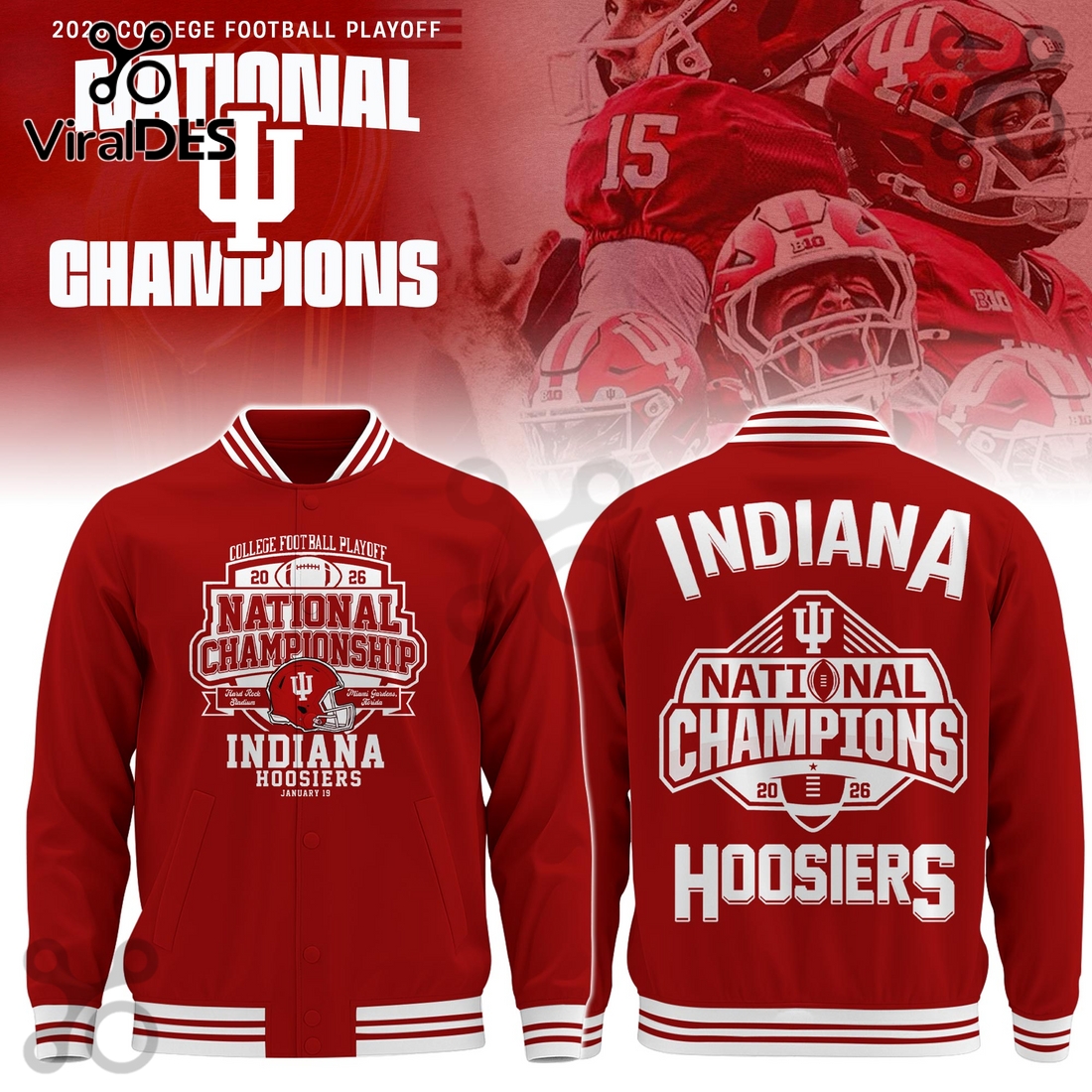 Indiana Hoosiers 2026 National Champions Red Baseball Jacket Indiana Hoosiers 2026 National Champions Red Baseball Jacket
