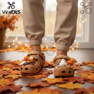 Pumpkin Pie Crocs Clogs with fun charms - comfortable & stylish fall footwear!