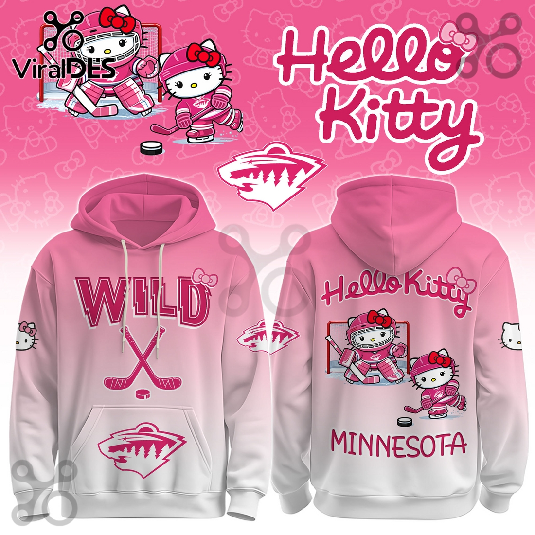 Minnesota Wild NHL x Hello Kitty Hoodie And Joggers Minnesota Wild NHL x Hello Kitty Hoodie And Joggers