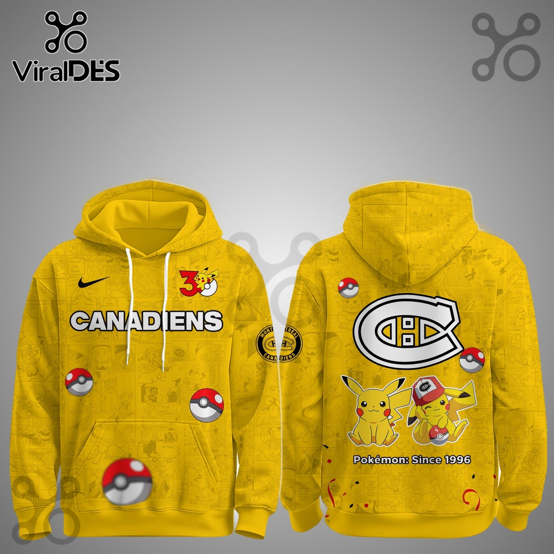 Montreal Canadiens NHL x Pokemon 30th Anniversary Hoodie And Joggers Montreal Canadiens NHL x Pokemon 30th Anniversary Hoodie And Joggers