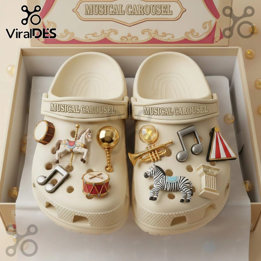 Musical Carousel Premium Crocs Clogs With Charms