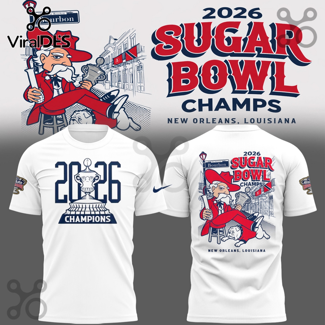 Ole Miss Rebels Sugar Bowl Champions 2026 White Hoodie Ole Miss Rebels Sugar Bowl Champions 2026 White Hoodie