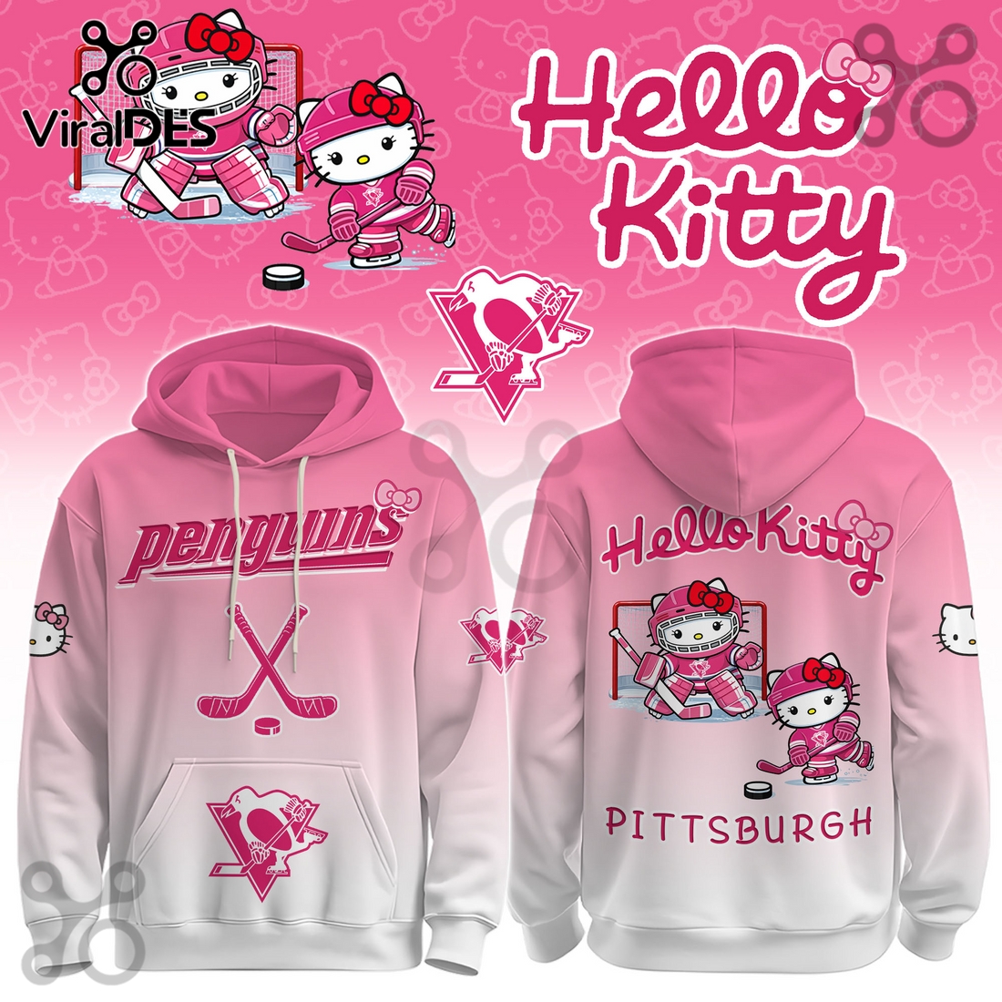 Pittsburgh Penguins NHL x Hello Kitty Hoodie And Joggers Pittsburgh Penguins NHL x Hello Kitty Hoodie And Joggers