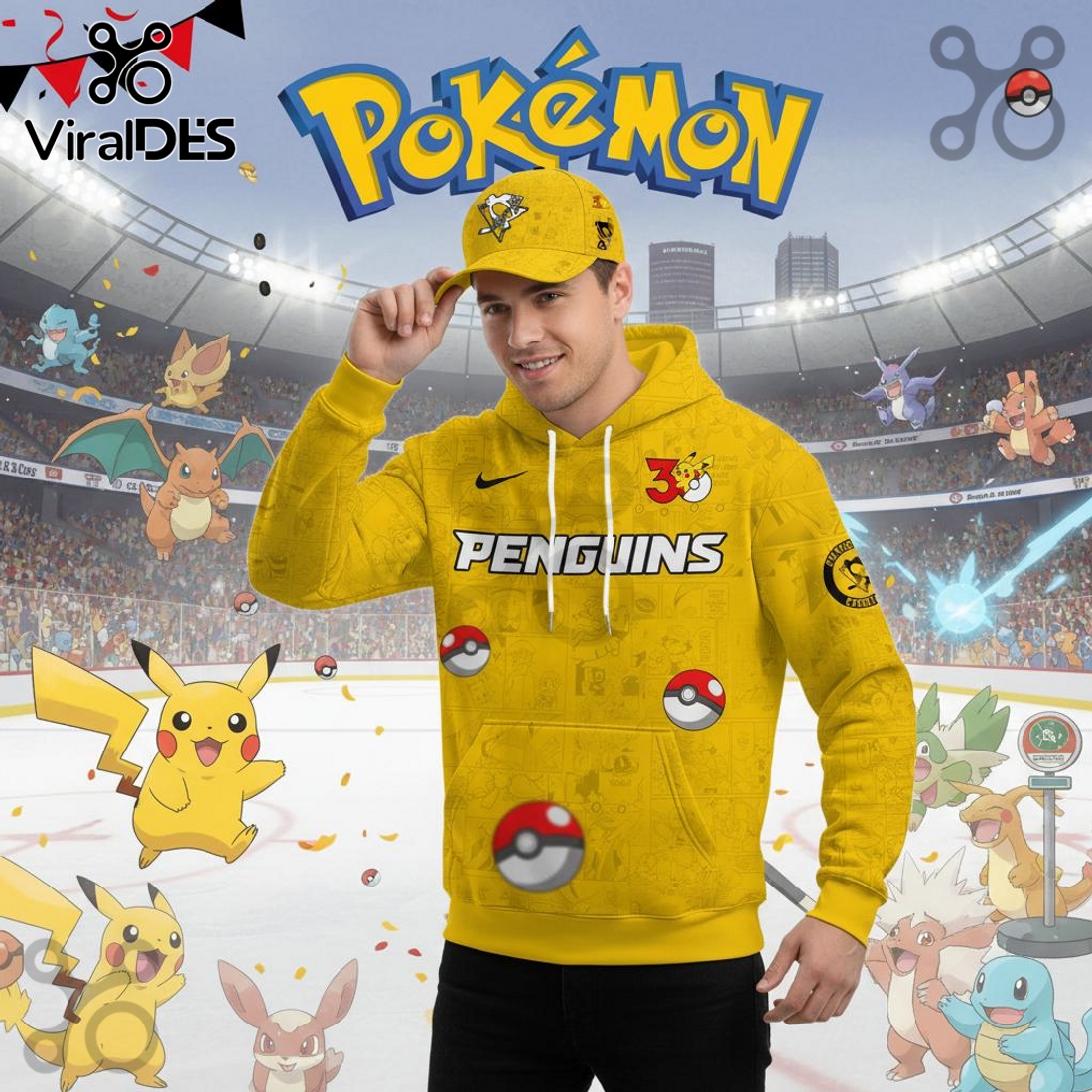 Pittsburgh Penguins NHL x Pokemon 30th Anniversary Hoodie And Joggers Pittsburgh Penguins NHL x Pokemon 30th Anniversary Hoodie And Joggers