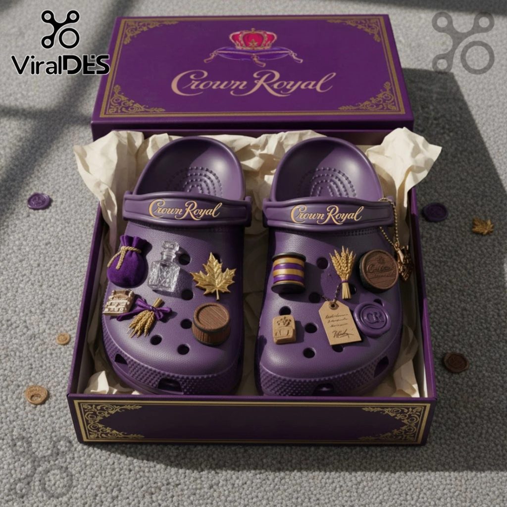 Premium Crown Royal Crocs Clogs With Charms