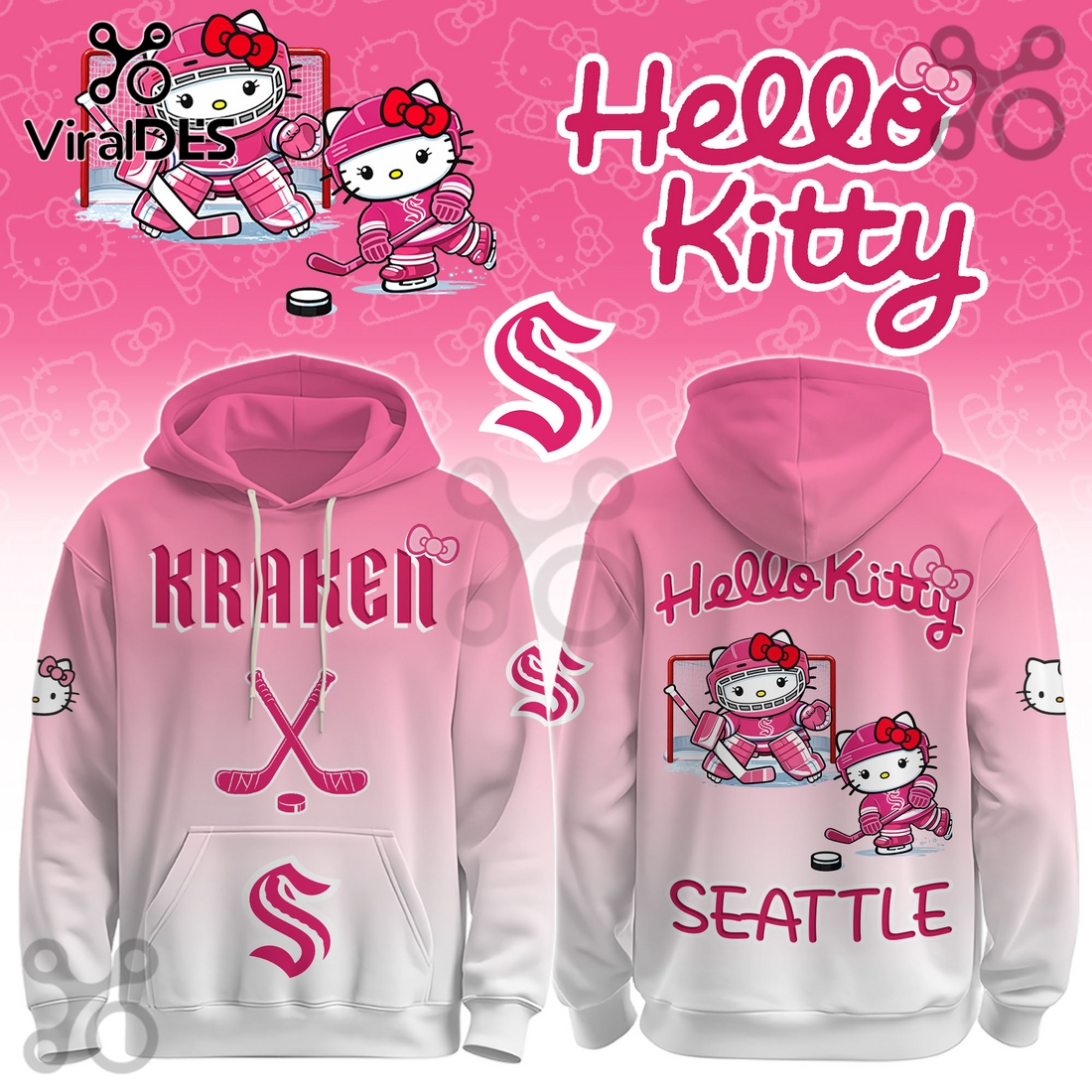 Seattle Kraken NHL x Hello Kitty Hoodie And Joggers Seattle Kraken NHL x Hello Kitty Hoodie And Joggers