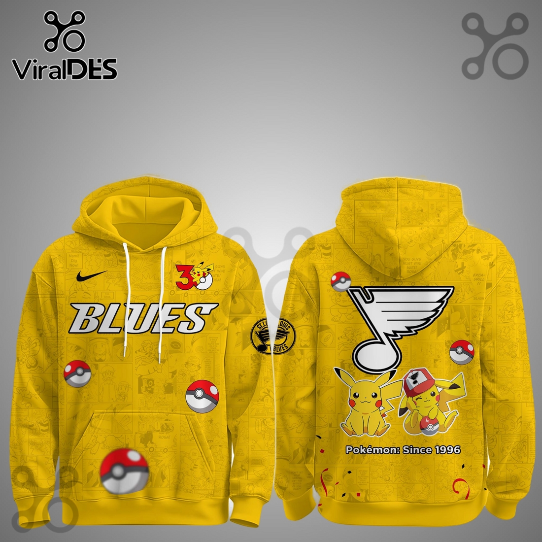 St. Louis Blues NHL x Pokemon 30th Anniversary Hoodie And Joggers St. Louis Blues NHL x Pokemon 30th Anniversary Hoodie And Joggers