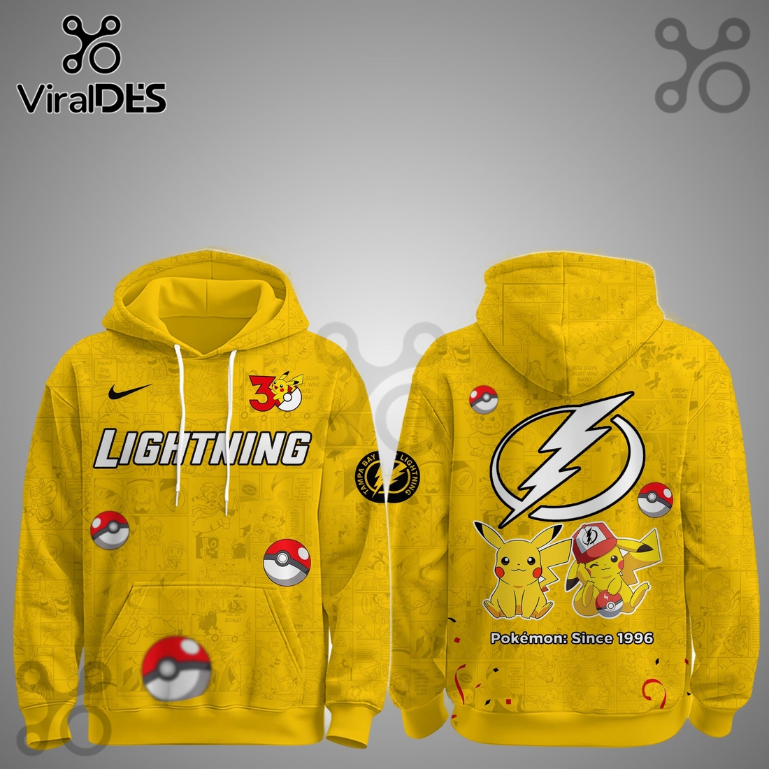 Tampa Bay Lightning NHL x Pokemon 30th Anniversary Hoodie And Joggers Tampa Bay Lightning NHL x Pokemon 30th Anniversary Hoodie And Joggers