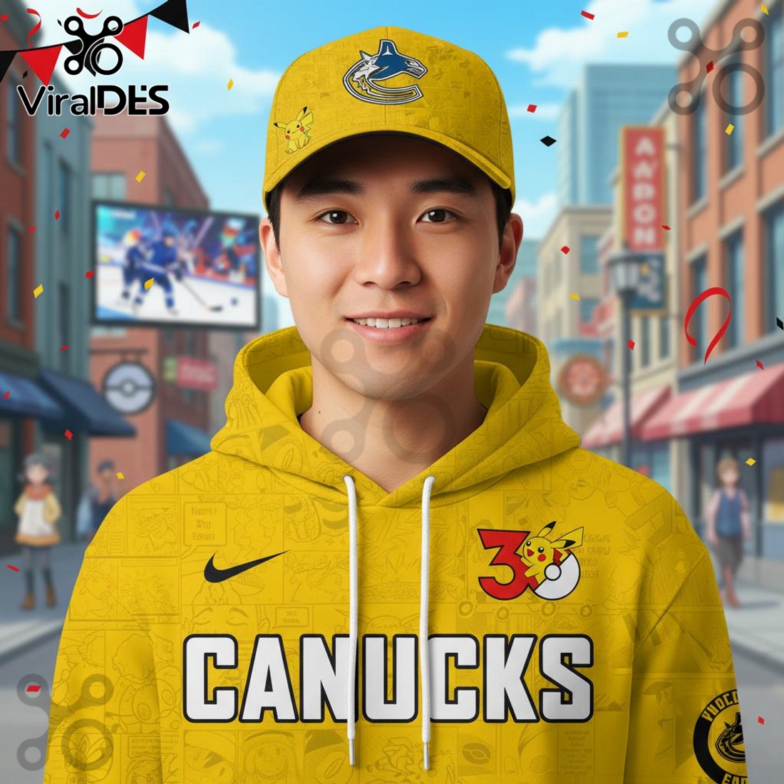 Vancouver Canucks NHL x Pokemon 30th Anniversary Hoodie And Joggers Vancouver Canucks NHL x Pokemon 30th Anniversary Hoodie And Joggers
