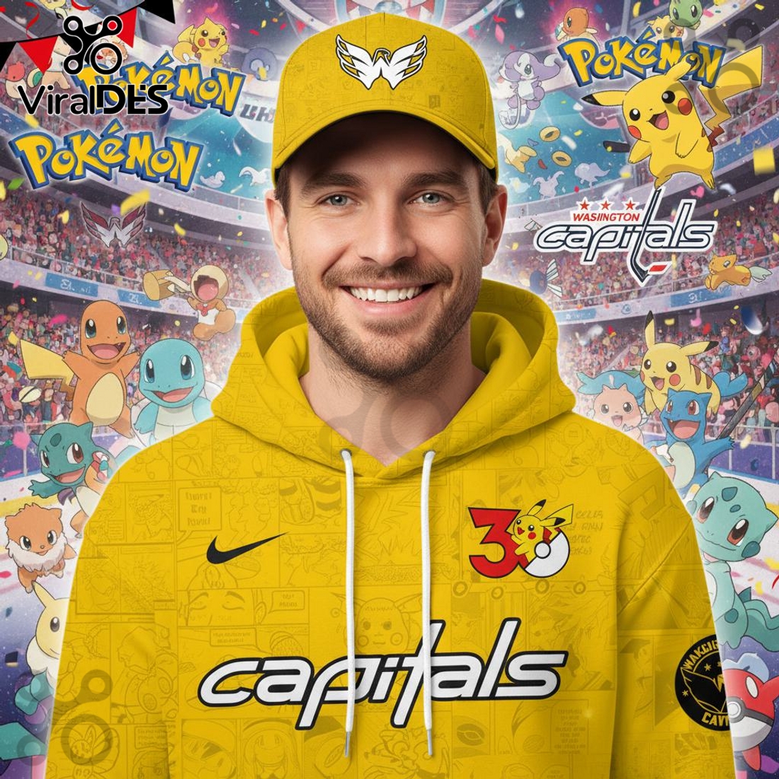 Washington Capitals NHL x Pokemon 30th Anniversary Hoodie And Joggers Washington Capitals NHL x Pokemon 30th Anniversary Hoodie And Joggers