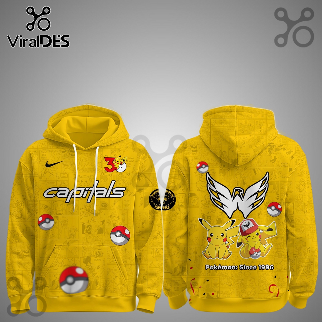 Washington Capitals NHL x Pokemon 30th Anniversary Hoodie And Joggers Washington Capitals NHL x Pokemon 30th Anniversary Hoodie And Joggers